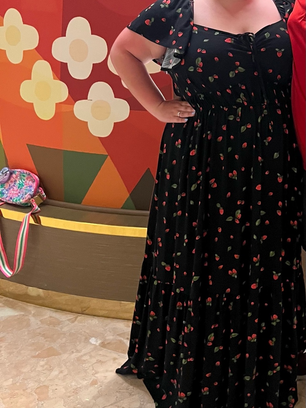 Ava & Viv Black Cherry Print Midi Dress - Picture 2 of 2